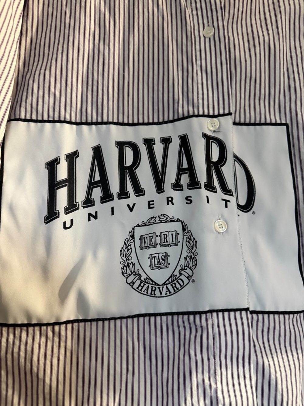 Zara Harvard University Oversized Striped Poplin Shirt Size M - Picture 3 of 5